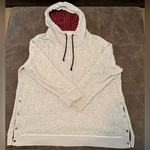 Grey Hooded Sweatshirt with Buffalo Print